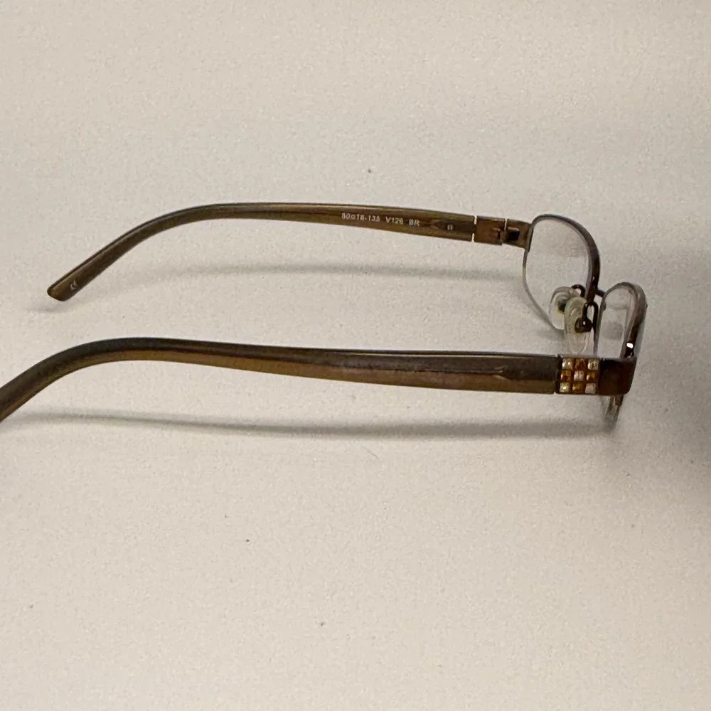 Vera Wang V126 BR Brown Oval Eyeglass Frames 50-18-135 Crystal Accents